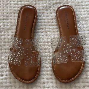 ✨ Rock & Candy Clear Rhinestone Slide Sandals – Women’s Size 7